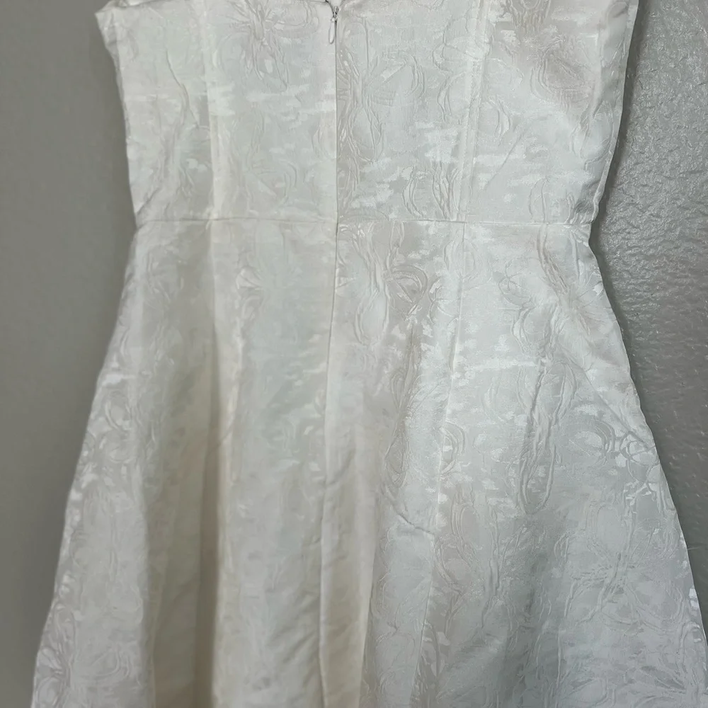 NWOT Meet for Tea Off White Jacquard Bustier Midi Dress With Pockets_7